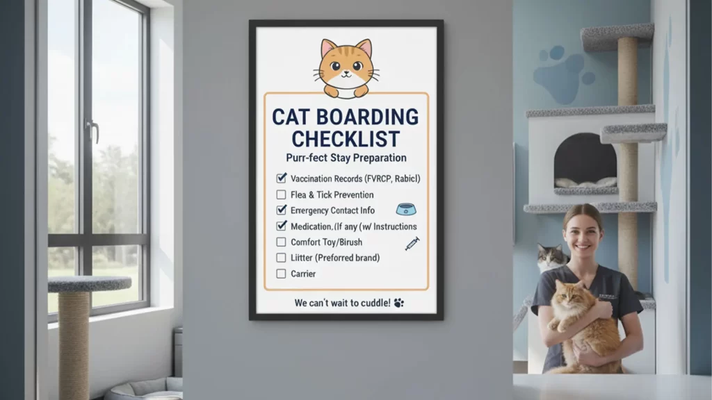 cat boarding KL checklist items